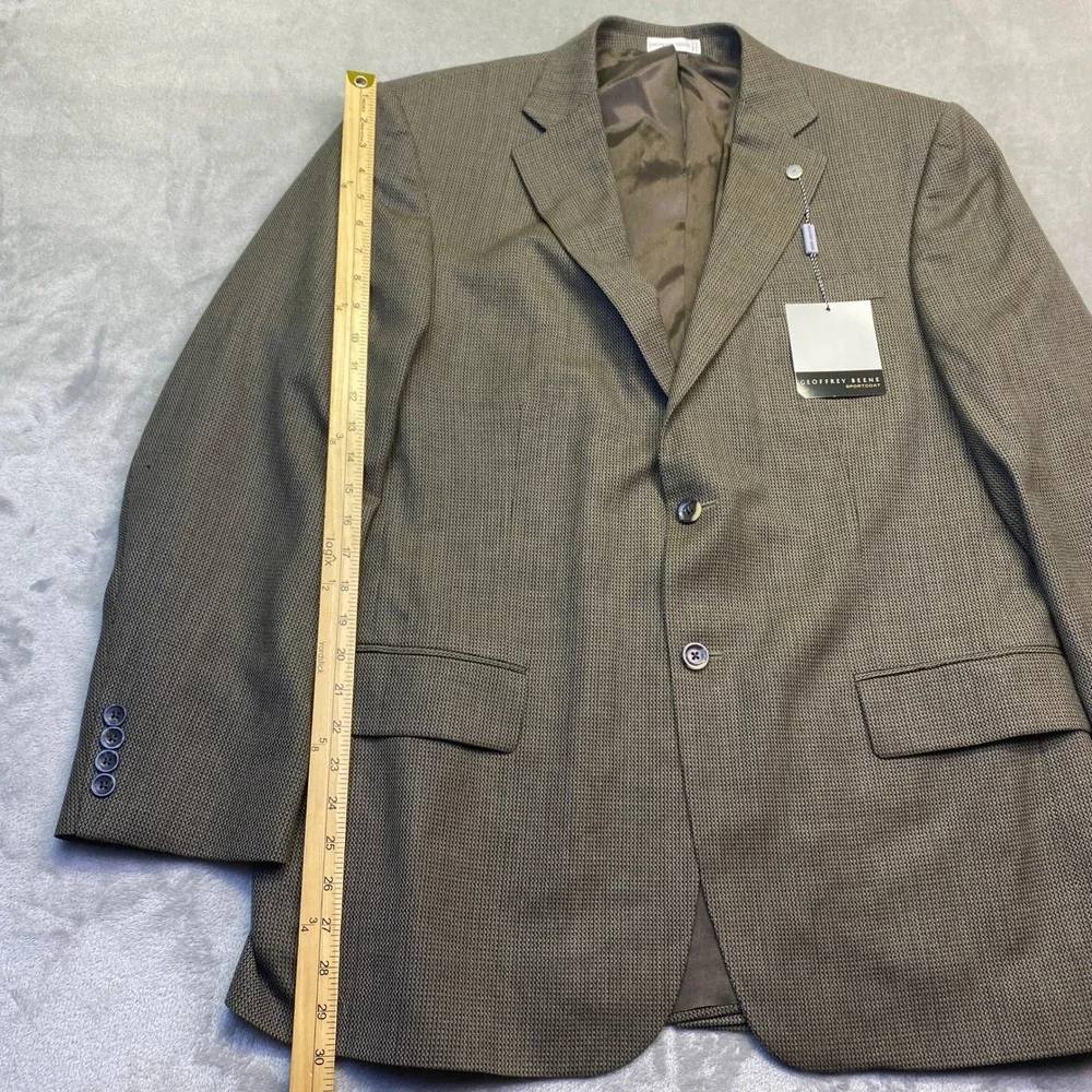 Geoffrey Beene Mens 44R Brown Wool Sport Coat Blazer Estate G471 Micro Check NWT